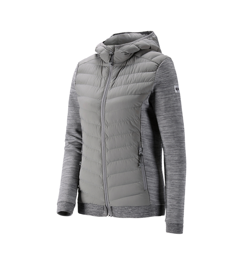 Work Jackets: Hybrid hooded knitted jacket e.s.motion ten,ladies + granite melange 1