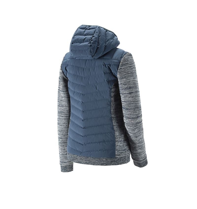 Work Jackets: Hybrid hooded knitted jacket e.s.motion ten,ladies + slateblue melange 3