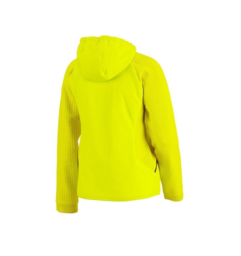 Clothing: Hybrid hooded knitted jacket e.s.trail, ladies' + acid yellow/black 4