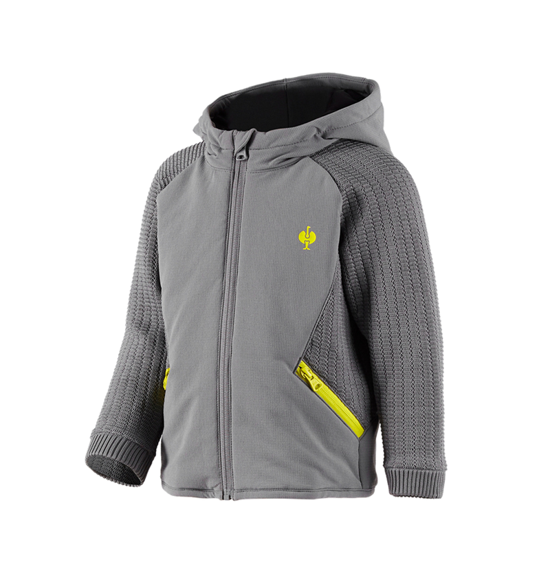 Topics: Hybrid hooded knitted jacket e.s.trail, children's + basaltgrey/acid yellow 2