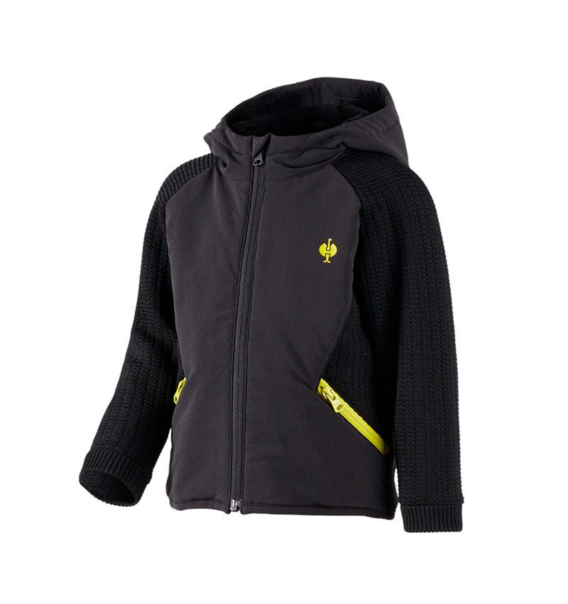 Topics: Hybrid hooded knitted jacket e.s.trail, children's + black/acid yellow 2