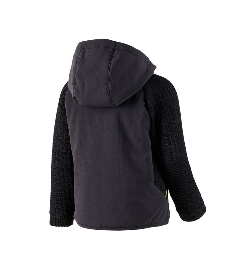 Jackets: Hybrid hooded knitted jacket e.s.trail, children's + black/acid yellow 3
