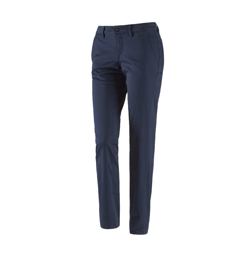 Work Trousers: e.s. 5-pocket work trousers Chino, ladies` + navy 2
