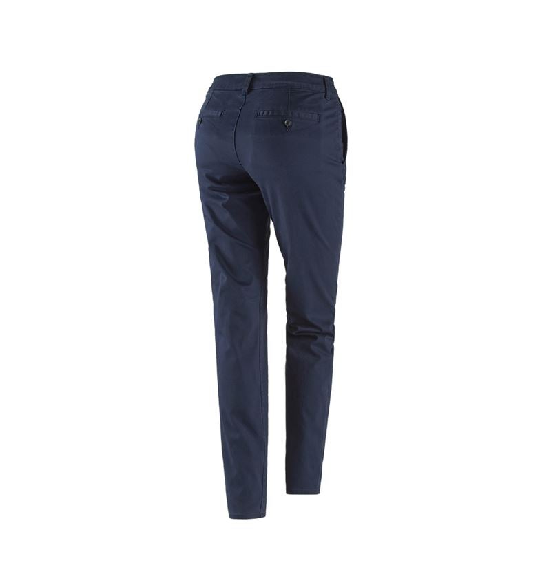 Work Trousers: e.s. 5-pocket work trousers Chino, ladies` + navy 3