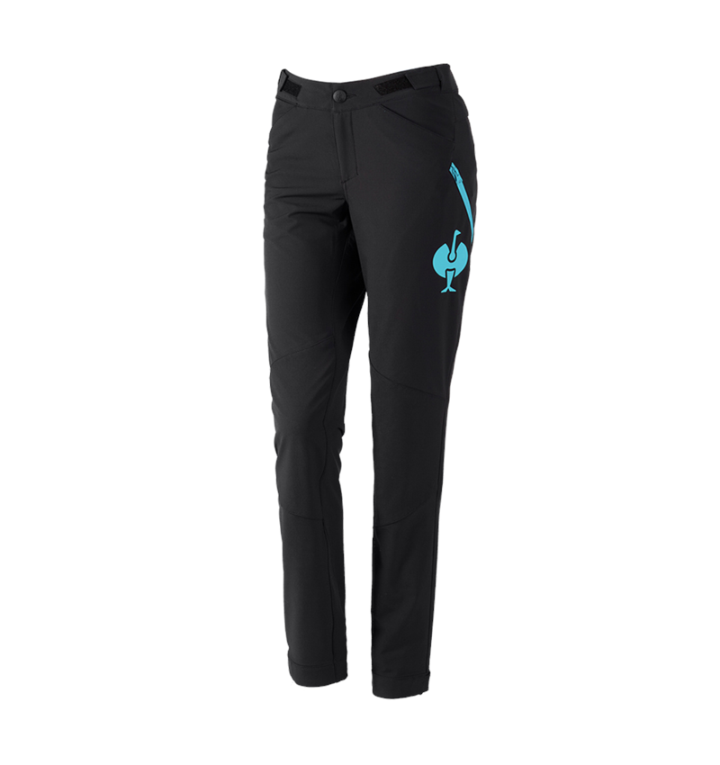 Work Trousers: Functional trousers e.s.trail, ladies' + black/lapisturquoise 2