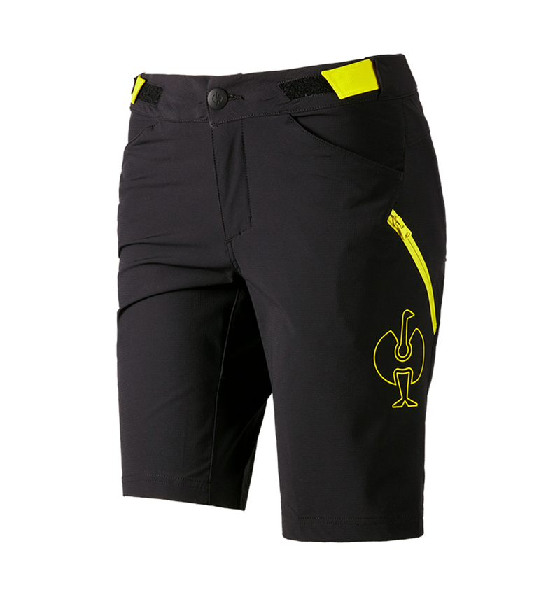Work Trousers: Functional short e.s.trail, ladies' + black/acid yellow 3