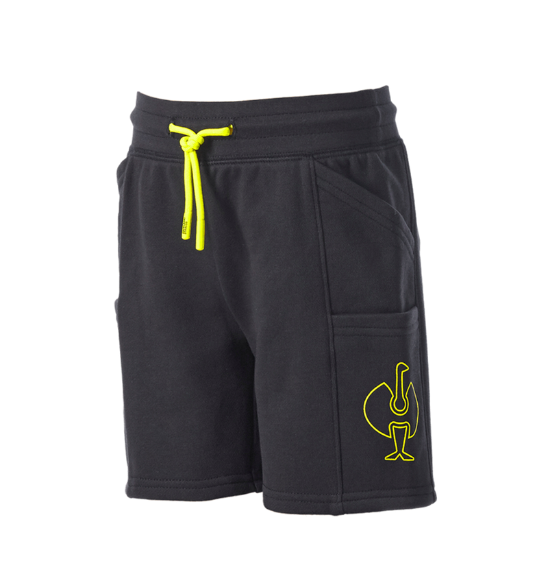 Shorts: Sweatshort light e.s.trail, barn + svart/acidgul 4