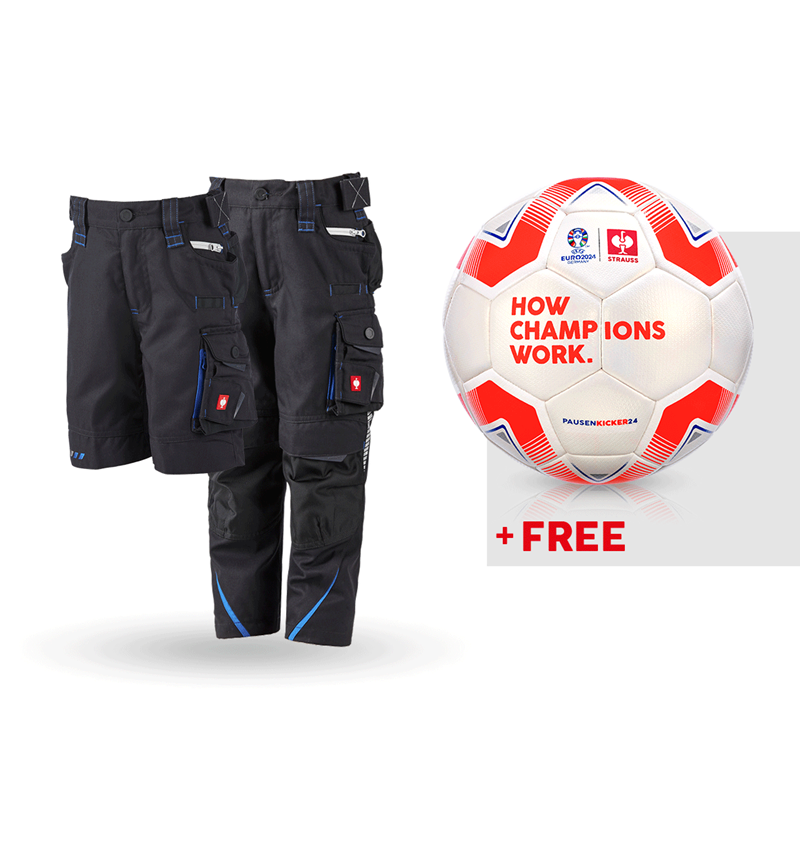 Clothing: SET: Kid's trousers + shorts e.s.motion 2020 +ball + graphite/gentianblue