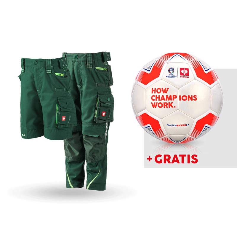 Kläder: SET: Midjebyxa e.s.motion 2020+shorts+fotboll,barn + grön/sjögrön