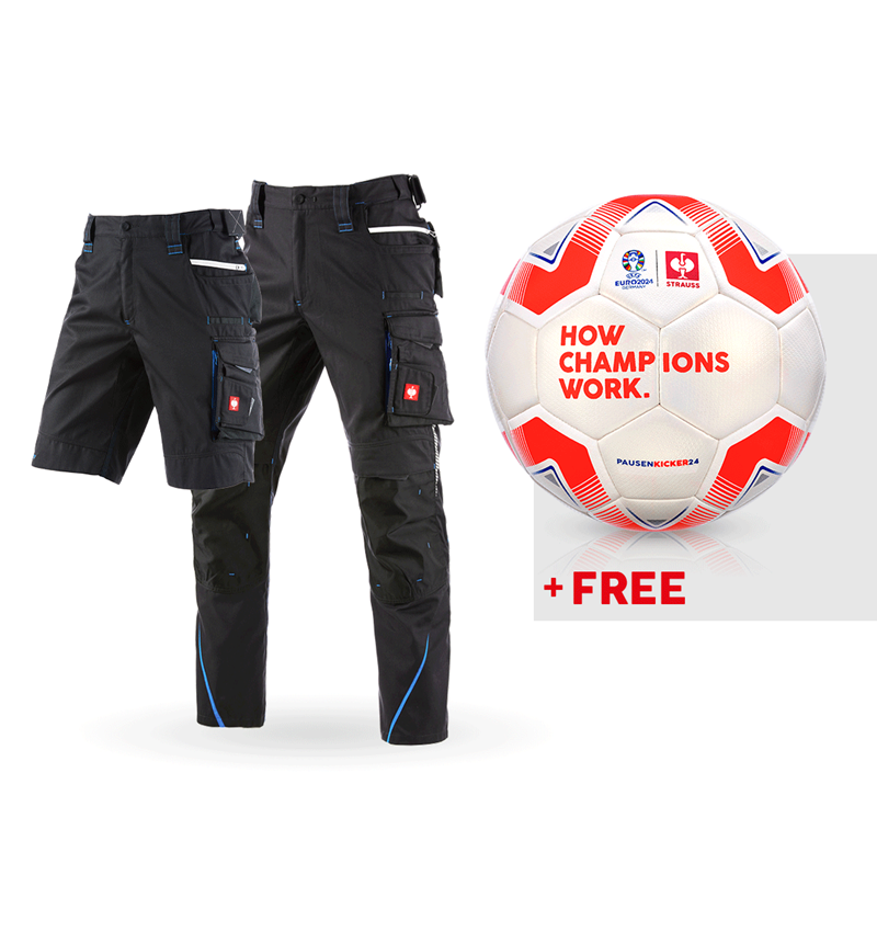 Clothing: SET: Trousers e.s.motion 2020 + shorts + football + graphite/gentianblue