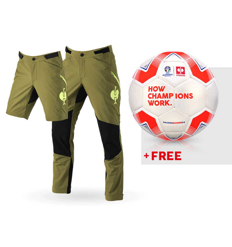 Clothing: SET: Functional trousers e.s.trail+shorts+football + junipergreen/limegreen