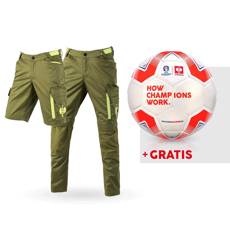 Kläder: SET: Midjebyxa e.s.trail + shorts + fotboll + enegrön/limegrön