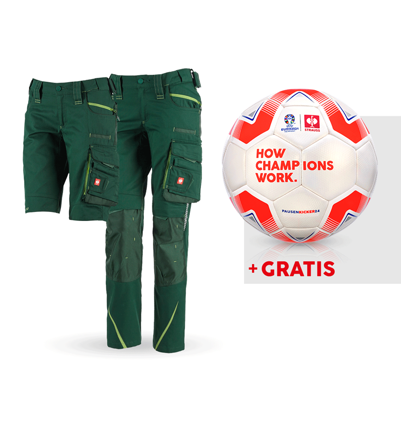 Kläder: SET: Dambyxa e.s.motion 2020 + shorts + fotboll + grön/sjögrön