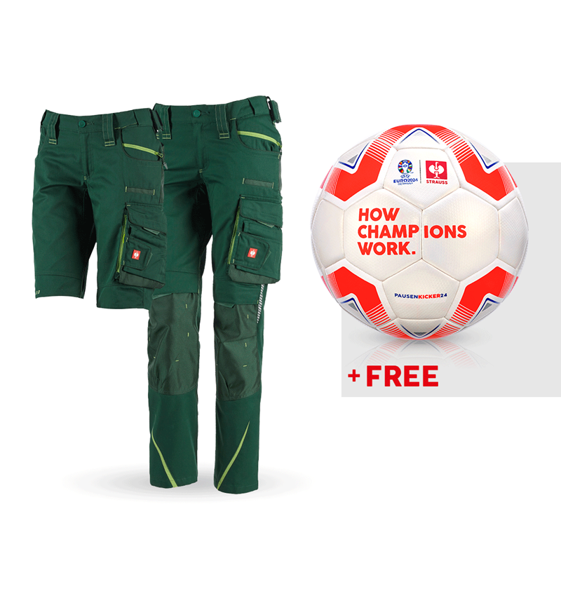 Clothing: SET: Women's trousers e.s.motion 2020+shorts+footb + green/seagreen