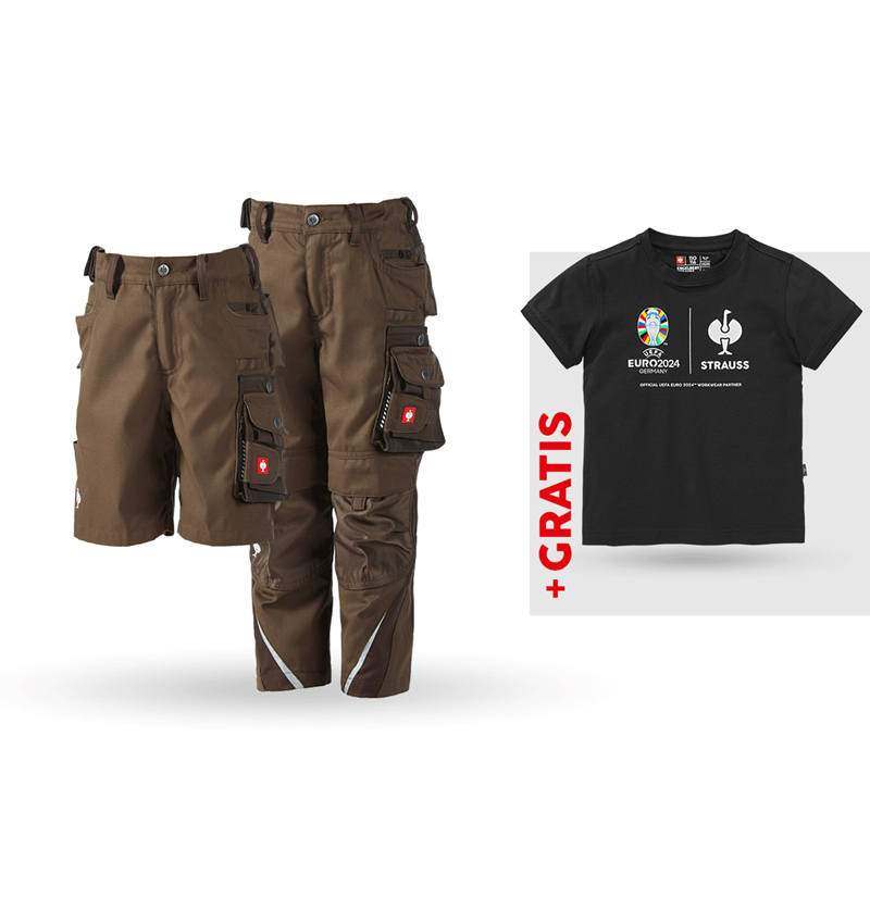 Samarbeten: SET:Midjebyxa e.s.motion + shorts + shirt, barn + hasselnöt/kastanj