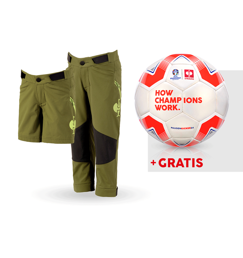 Kläder: SET: Funktionsbyxa e.s.trail+ shorts+fotboll, barn + enegrön/limegrön