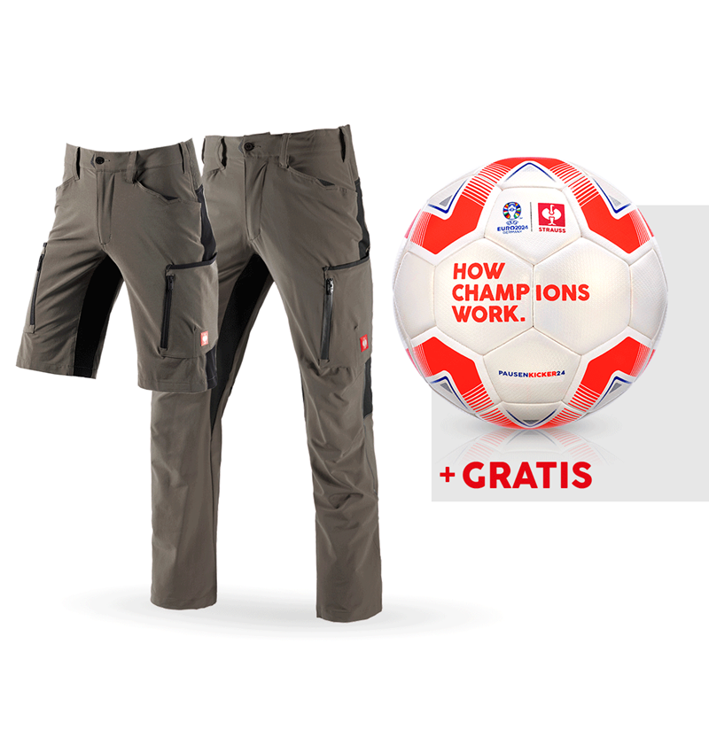 Kläder: SET: Cargobyxa e.s.vision stretch+shorts+fotboll + sten/svart