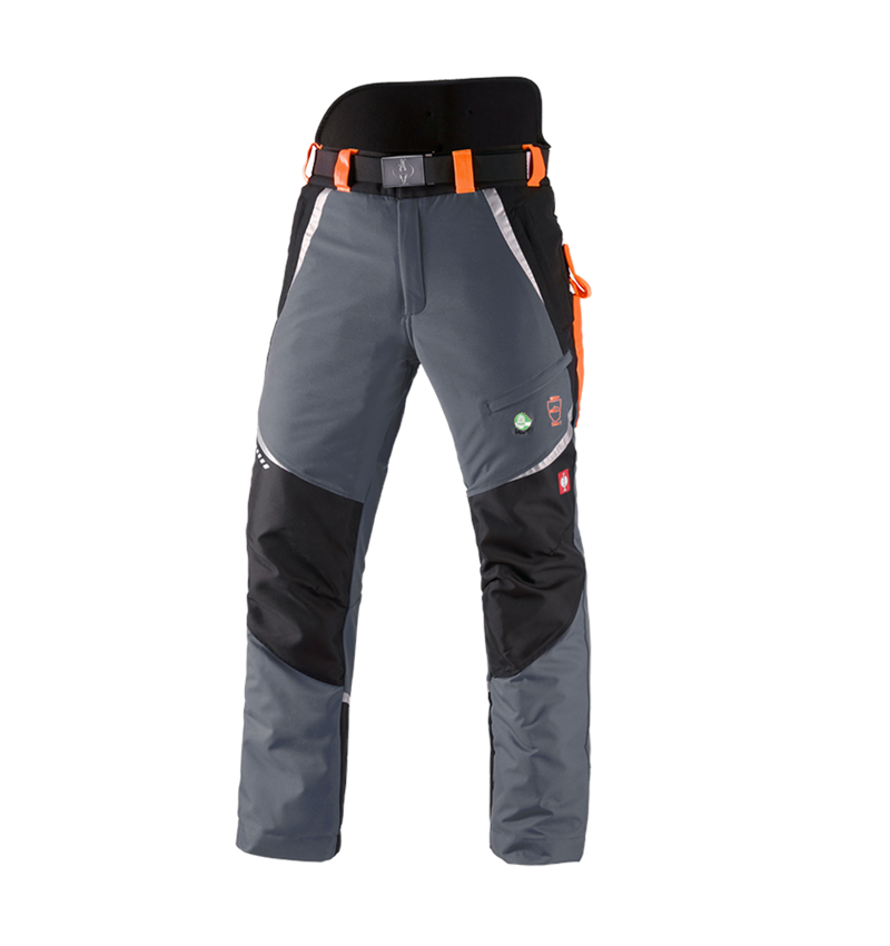 Work Trousers: e.s. Forestry cut protection trousers, KWF + grey/high-vis orange 2
