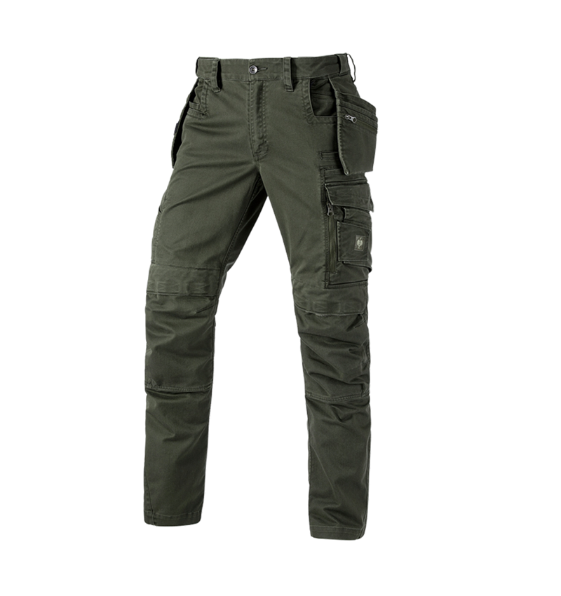 Joiners / Carpenters: Trousers e.s.motion ten tool-pouch + disguisegreen