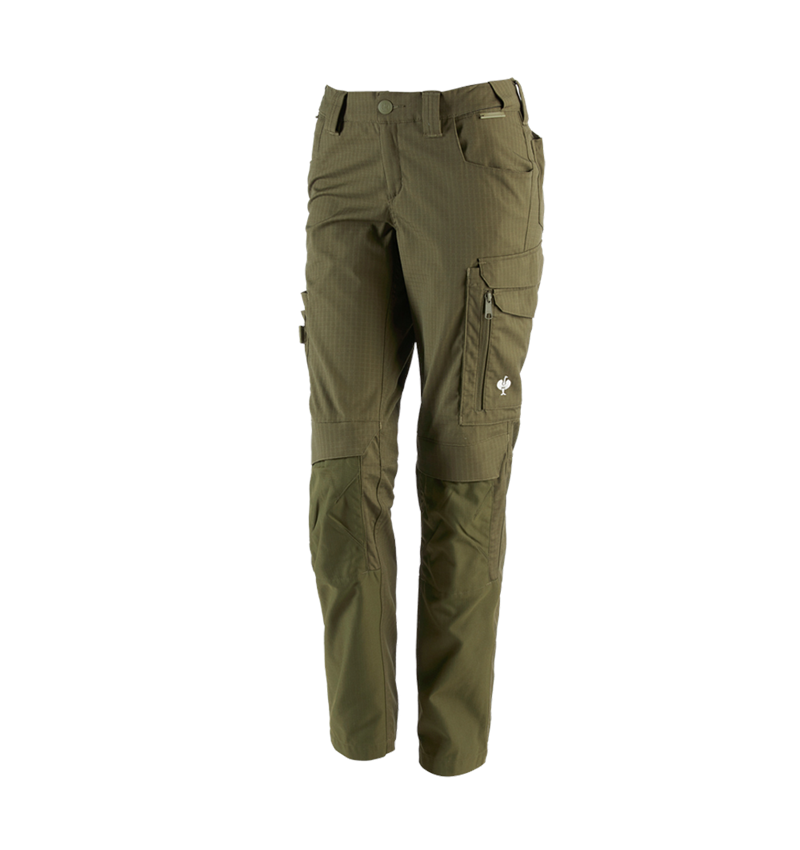 Work Trousers: Trousers e.s.concrete solid, ladies' + mudgreen 2