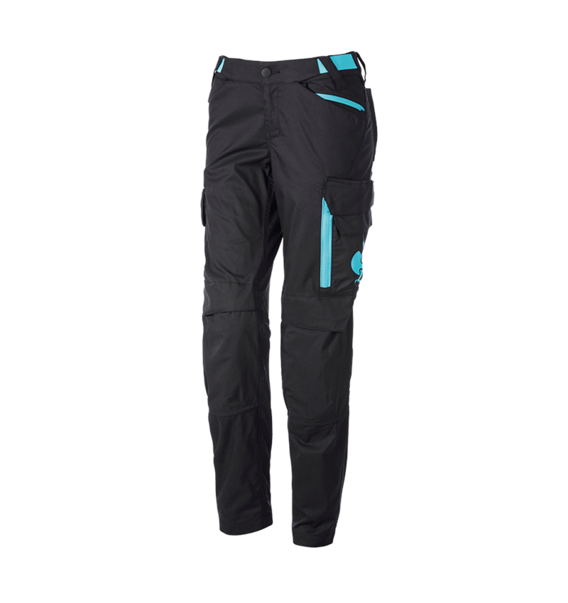 Topics: Trousers e.s.trail, ladies' + black/lapisturquoise 4