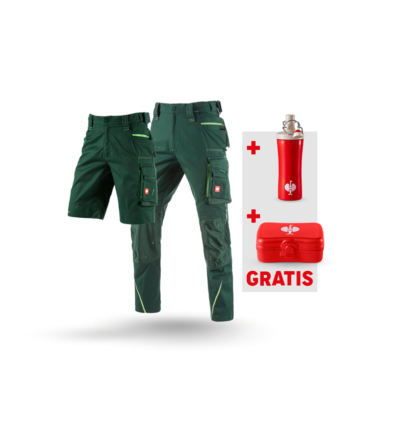 Kläder: SET: Byxa+shorts e.s.motion2020+smörgåsl.+drickfl + grön/sjögrön