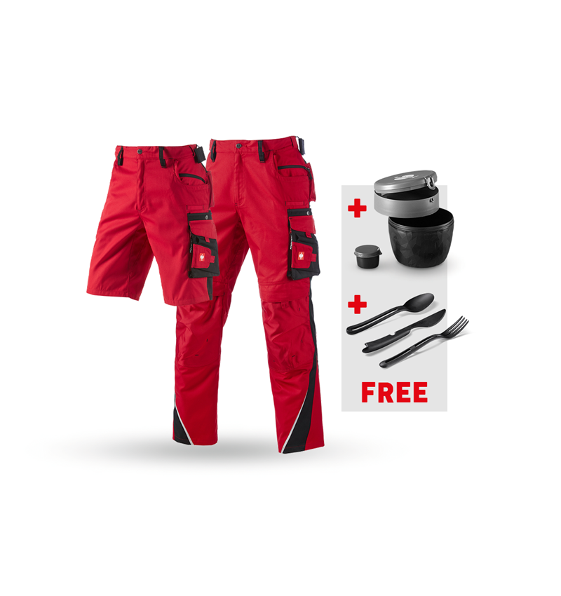 Clothing: SET: Trousers+Shorts e.s.motion+Lunchbox+Cutlery + red/black