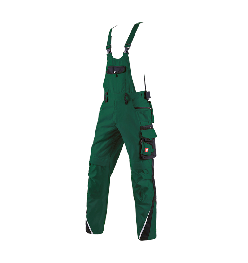 Work Trousers: Bib & brace e.s.motion + green/black 2