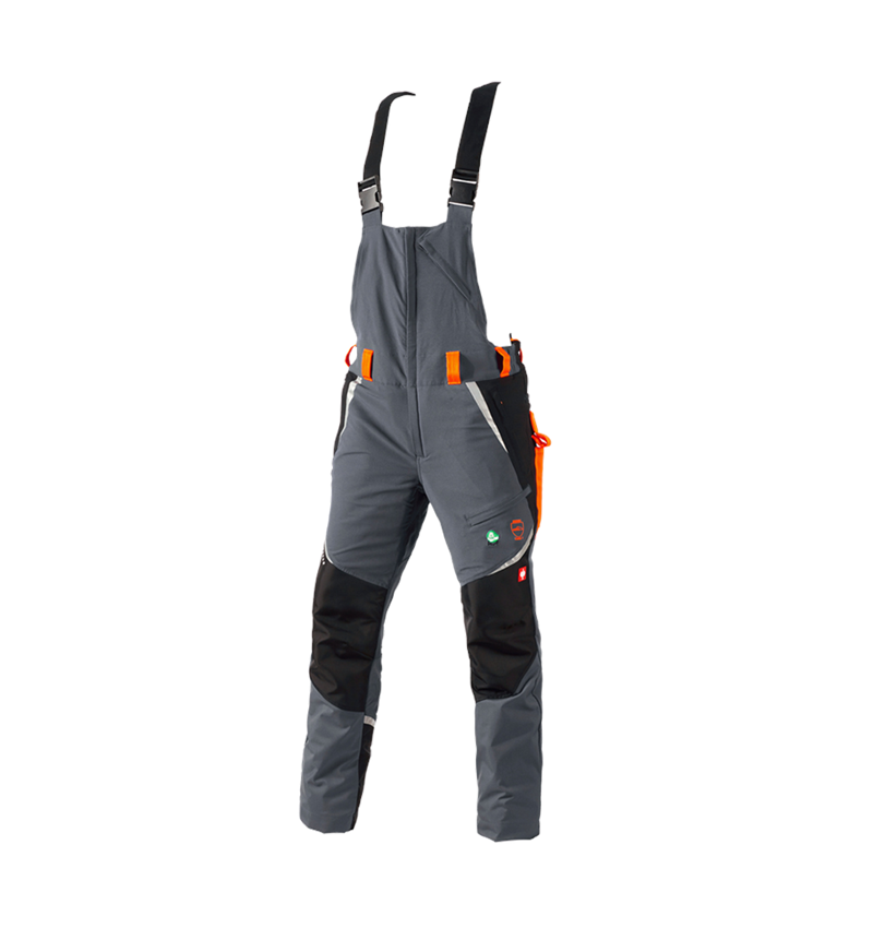 Forestry / Cut Protection Clothing: e.s. Forestry cut protection bib & brace, KWF + grey/high-vis orange 2
