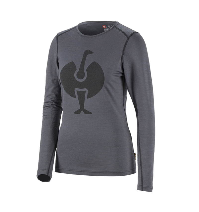 Thermal Underwear: e.s. Long sleeve Merino, ladies' + cement/graphite 1