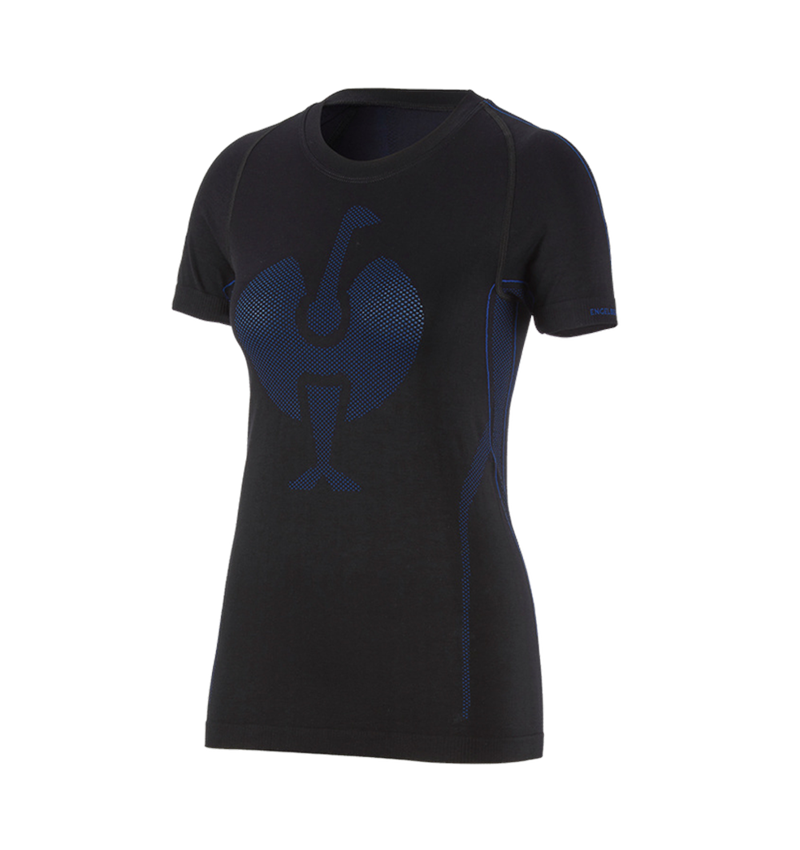 Termounderkläder: e.s. t-shirt seamless - warm, dam + svart/gentianablå 1