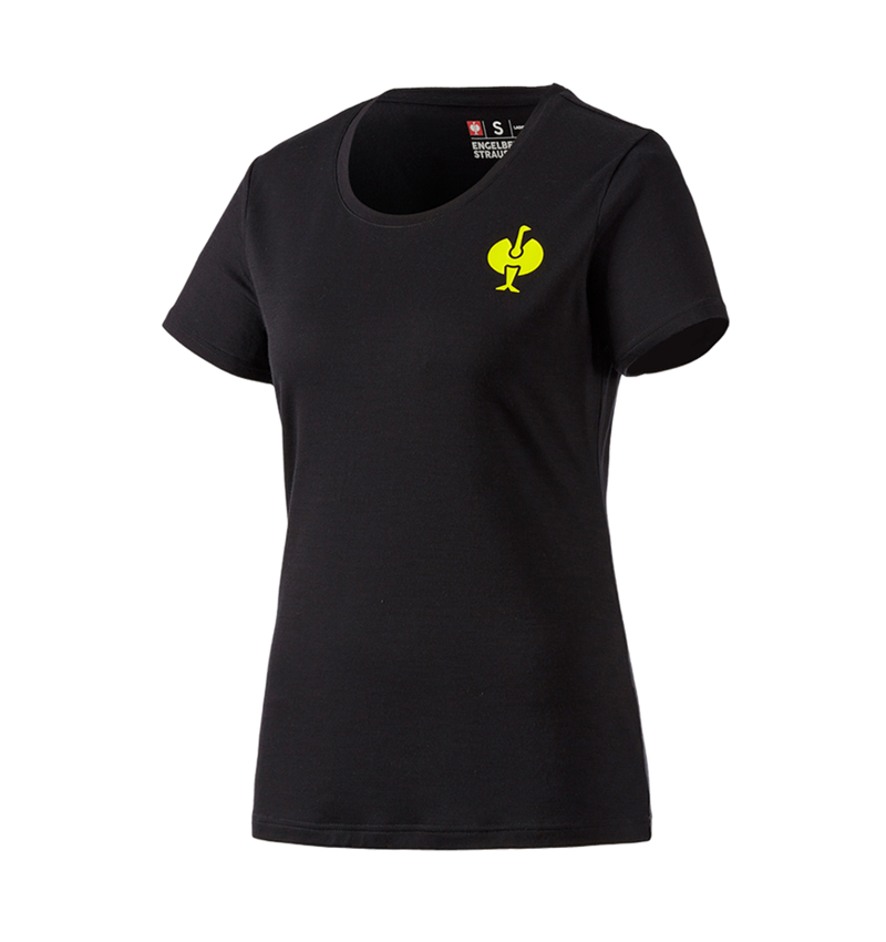 Clothing: T-Shirt Merino e.s.trail, ladies' + black/acid yellow 2