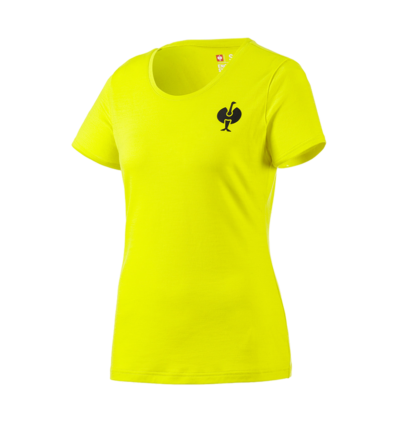 Clothing: T-Shirt Merino e.s.trail, ladies' + acid yellow/black 3