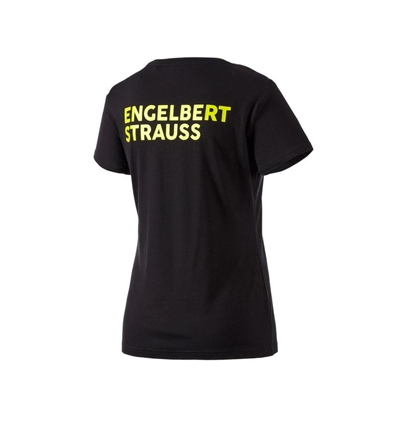 Clothing: T-Shirt Merino e.s.trail, ladies' + black/acid yellow 3