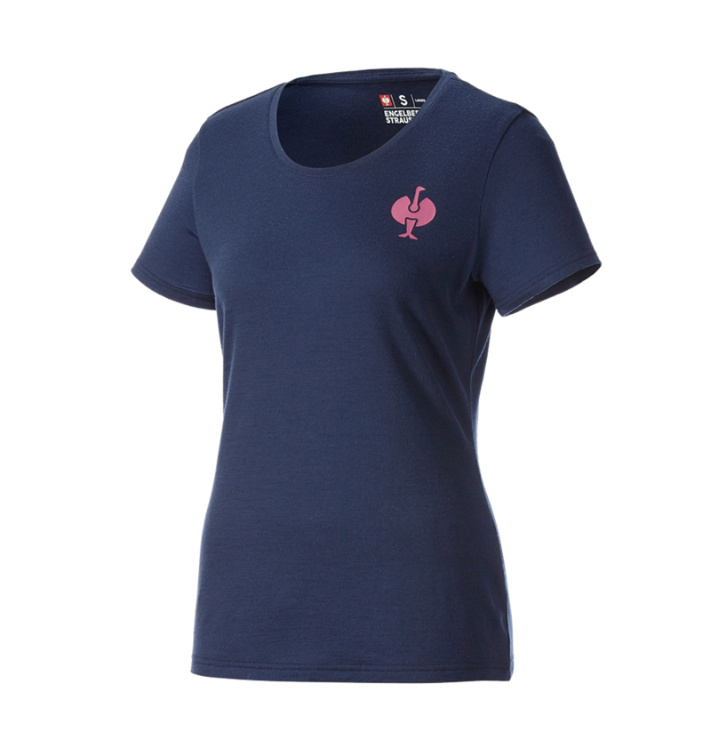 Clothing: T-Shirt Merino e.s.trail, ladies' + deepblue/tarapink 5