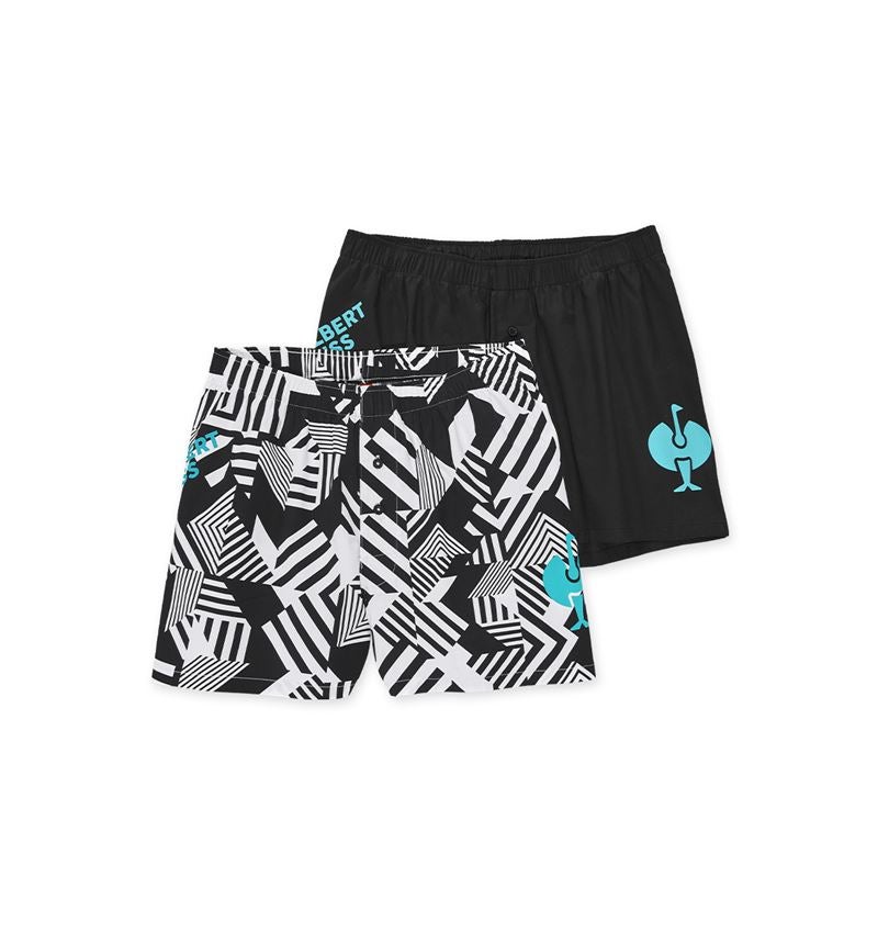 Underkläder |  Underställ: Boxer shorts cotton stretch e.s.trail, 2-pack + svart/lapisturkos+svart/vit/lapisturkos