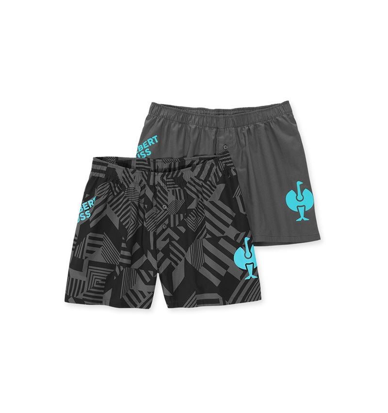 Underkläder |  Underställ: Boxer shorts cotton stretch e.s.trail, 2-pack + antracit/lapisturkos+svart/antracit/lapisturkos