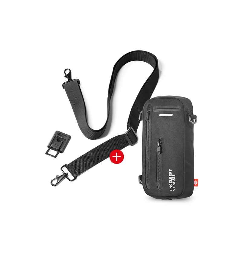 Accessoarer: SET: e.s. phone leash + bag + svart