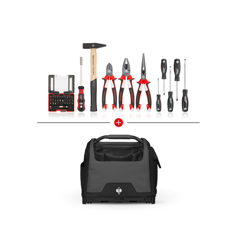 Tools: Tool set + STRAUSSbox tool bag, open + black