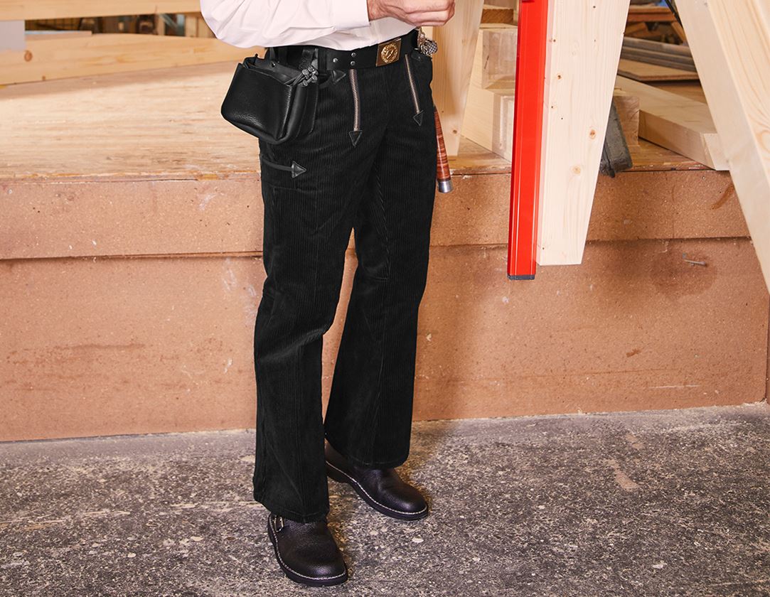Roofer / Crafts: e.s. Craftman's Trousers Wide Wale Cord with Flare + black