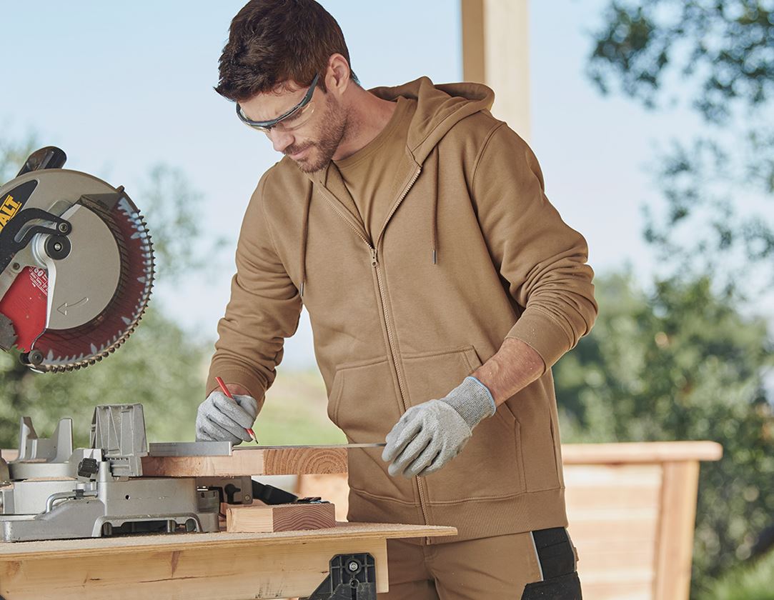 Joiners / Carpenters: e.s. Hoody sweatjacket poly cotton + khaki