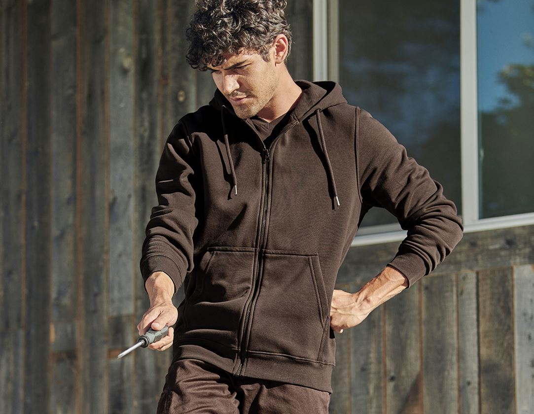 Joiners / Carpenters: e.s. Hoody sweatjacket poly cotton + chestnut