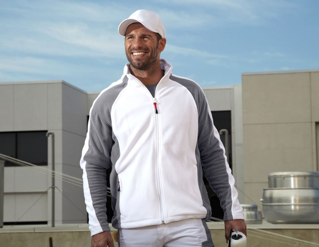 Work Jackets: Microfleece jacket dryplexx® micro + white/grey