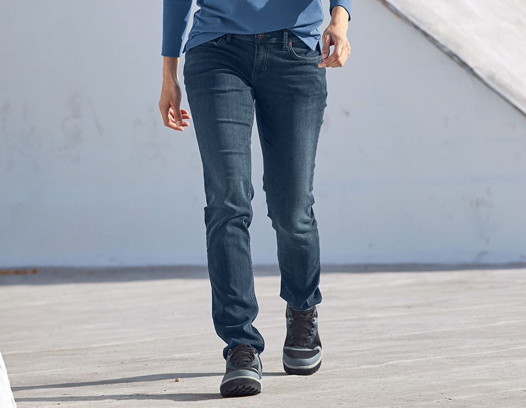 Work Trousers: e.s. 5-pocket stretch jeans, ladies' + mediumwashed