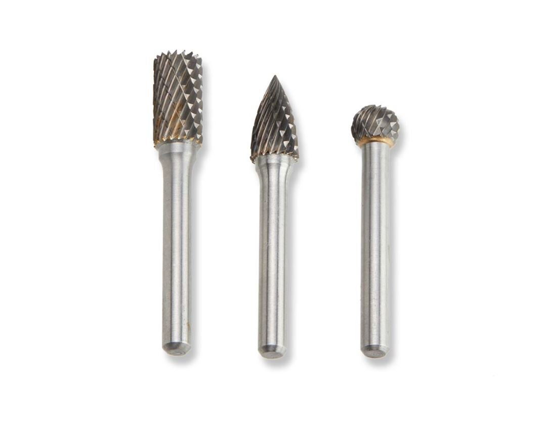 Drills: e.s. Hard metal burrs with bevel toothing
