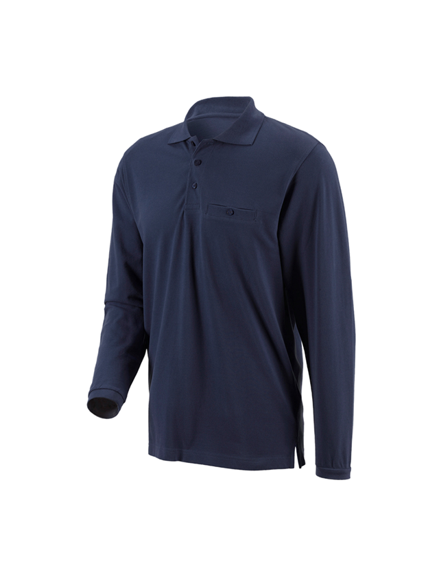 Plumbers / Installers: e.s. Long sleeve polo cotton Pocket + navy