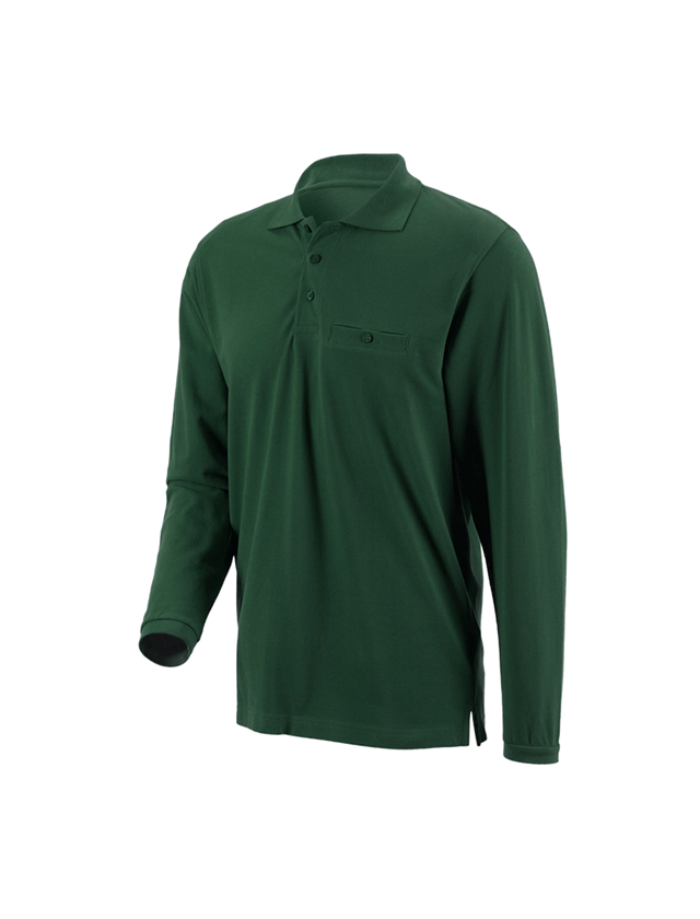 Plumbers / Installers: e.s. Long sleeve polo cotton Pocket + green