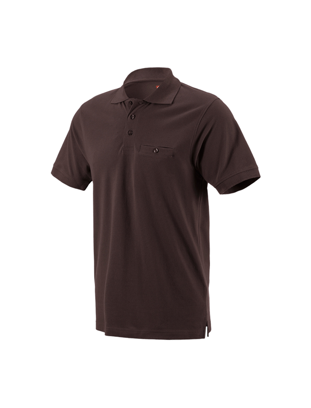 Överdelar: e.s. Polo-Shirt cotton Pocket + brun