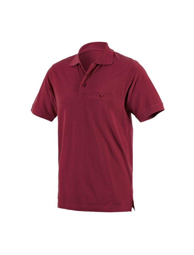 Teman: e.s. Polo-Shirt cotton Pocket + bordeaux