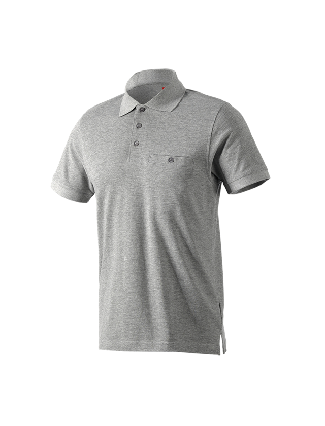 Överdelar: e.s. Polo-Shirt cotton Pocket + gråmelerad
